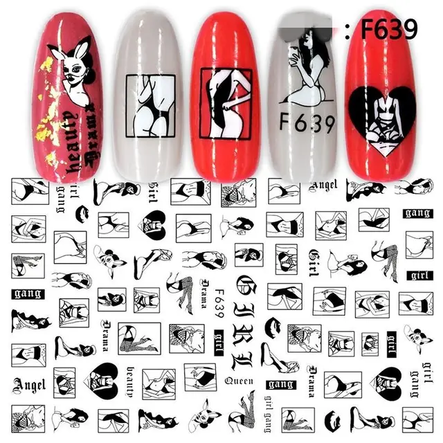 Flowers Rose Red Black Sliders Adhesive Decoration Nail Art Stickers Russian Design 3D Adhesive Slider Decals 6Style - Shop at LoveMi