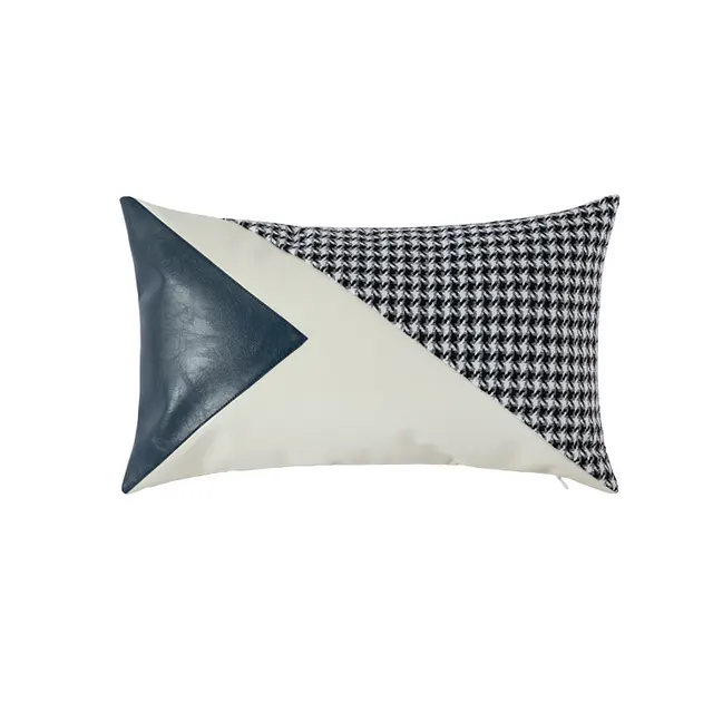 Simple Plain PU Leather Pillowcase For Living Room Blue White - Shop at LoveMi