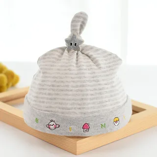 Spring And Autumn Korean Girls' Cotton Baby Hat - Grey
