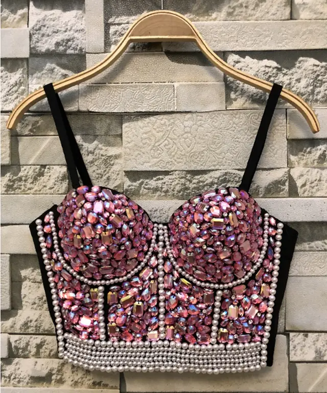 Hand stitched Beaded Umbilical Camisole Vest Watermelon Red - Shop at LoveMi