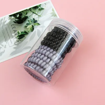 Korean style black color phone cord hair tie set Black And Grey - Shop at LoveMi