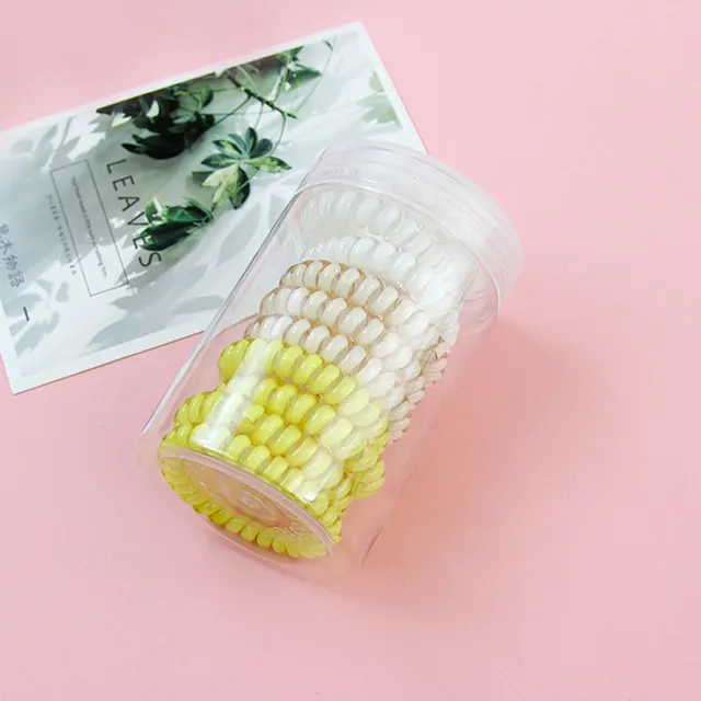 Korean style black color phone cord hair tie set Yellow And White Rice - Shop at LoveMi