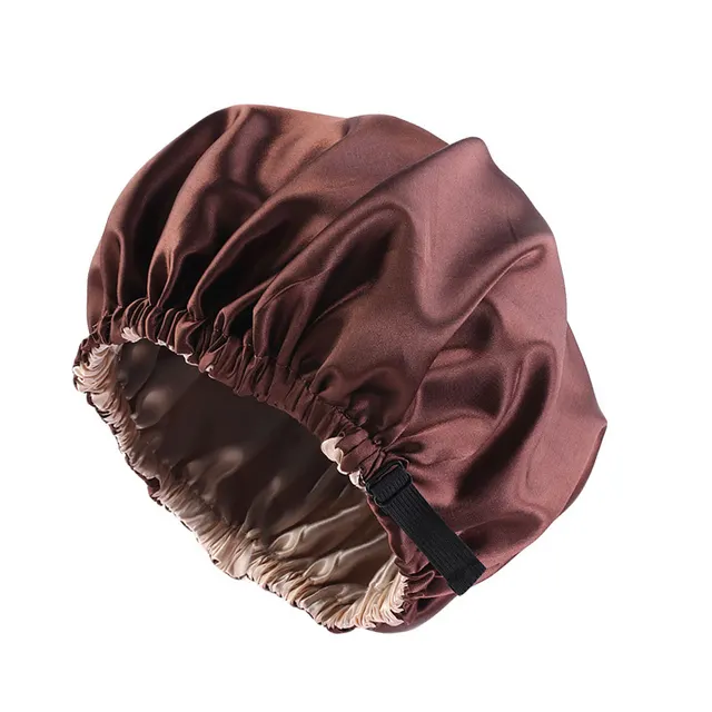 Invisible Flat Adjusting Buckle Imitation Silk Double Round Hat Coffee - Shop at LoveMi
