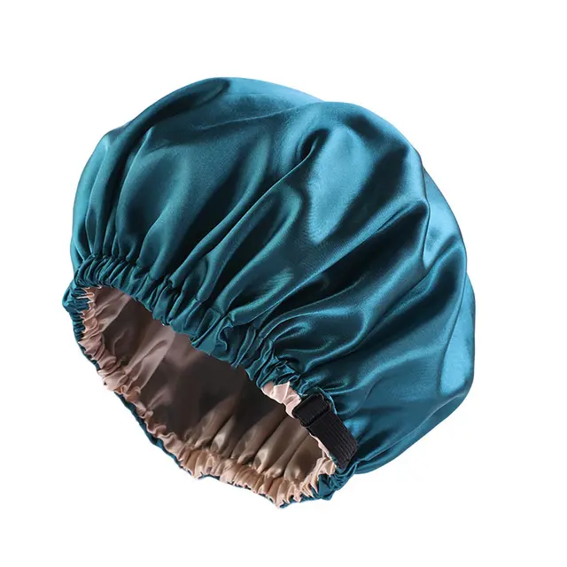 Invisible Flat Adjusting Buckle Imitation Silk Double Round Hat Light Blue - Shop at LoveMi