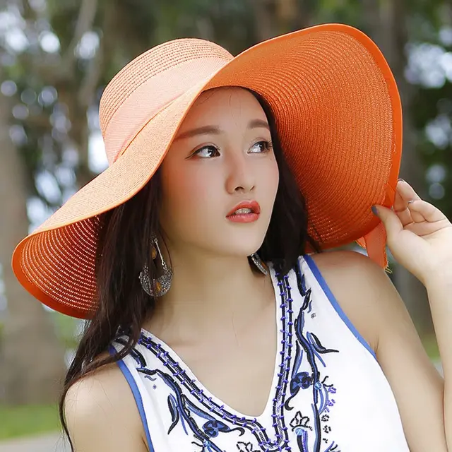 Beach sun protection straw hat Orange - Shop at LoveMi