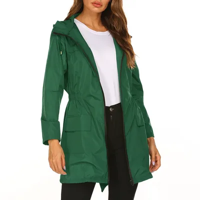 Waterproof Light Raincoat Hooded Windbreaker Mountaineering Jacket Women's Jacket Green - Shop at LoveMi