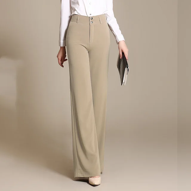 Summer Wear and Spring Wear Super Drape High Waist Straight Pants Big Feet Khaki - Shop at LoveMi