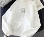 Hooded Pullover Plus Size Casual Couple Wear Loose Printing Long-Sleeved Sweater Women - White