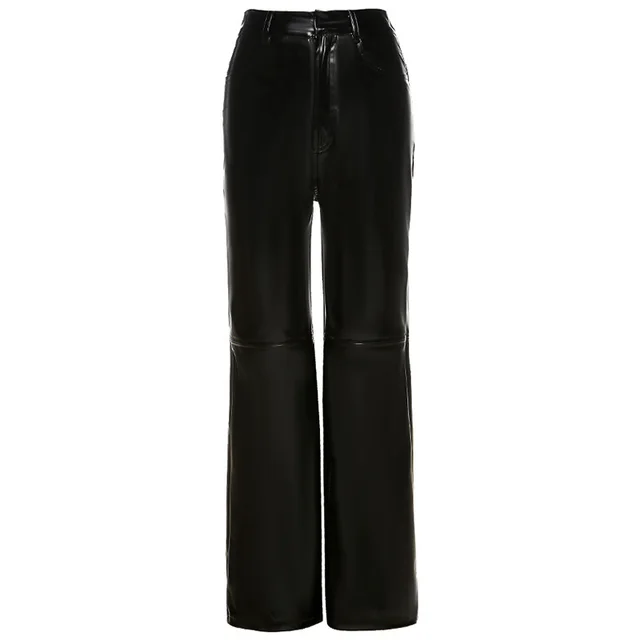 Fashion Street Style Temperament PU Motorcycle Trousers Black - Shop at LoveMi