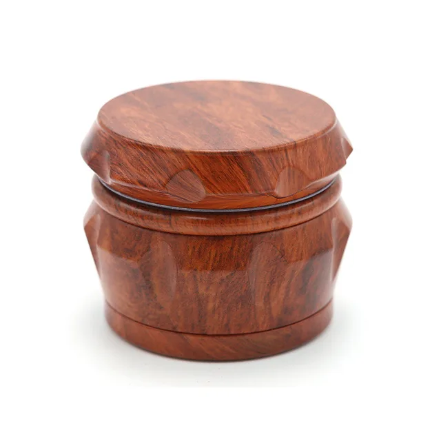 New Wood Grain Drum Smoke Grinder 63mm52mm40mm Zinc Alloy Red - Shop at LoveMi