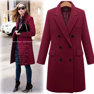 Long woolen coat wool coat in windbreaker Claret 3Xl - Shop at LoveMi