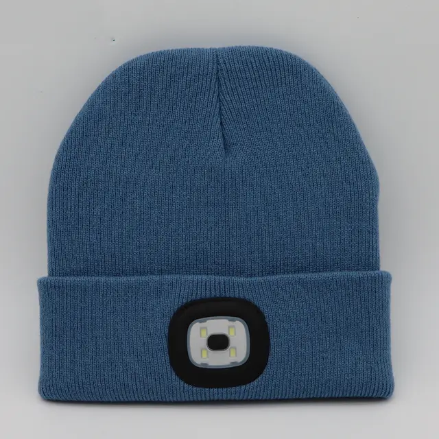 LED Knit Hat Button Cell Type Knitted Hat With Light Glowing Light Blue - Shop at LoveMi