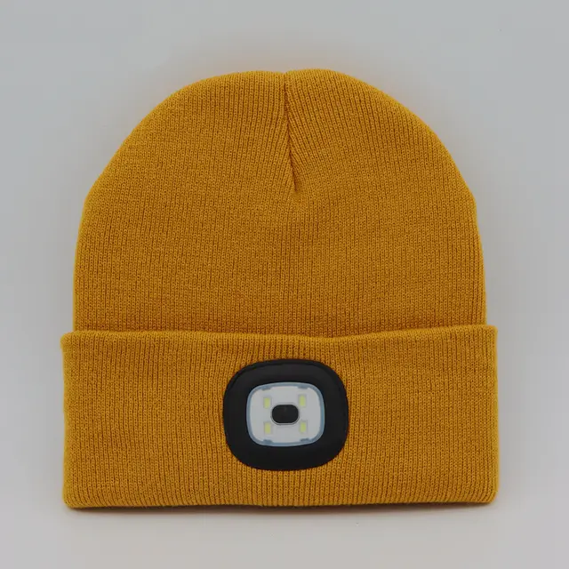 LED Knit Hat Button Cell Type Knitted Hat With Light Glowing Yellow - Shop at LoveMi