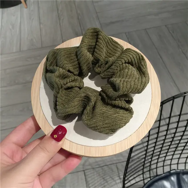 Horsetail hair rope large intestine donuts Armygreen - Shop at LoveMi