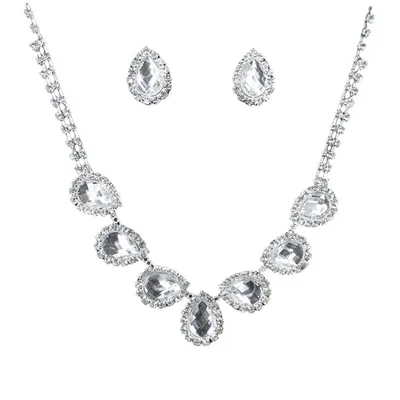 The New Bride Jewelry Color Diamond Earrings Necklace Fashion Necklace Set Can Be Customized White - Shop at LoveMi