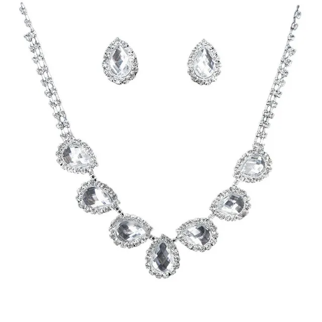 The New Bride Jewelry Color Diamond Earrings Necklace Fashion Necklace Set Can Be Customized White - Shop at LoveMi