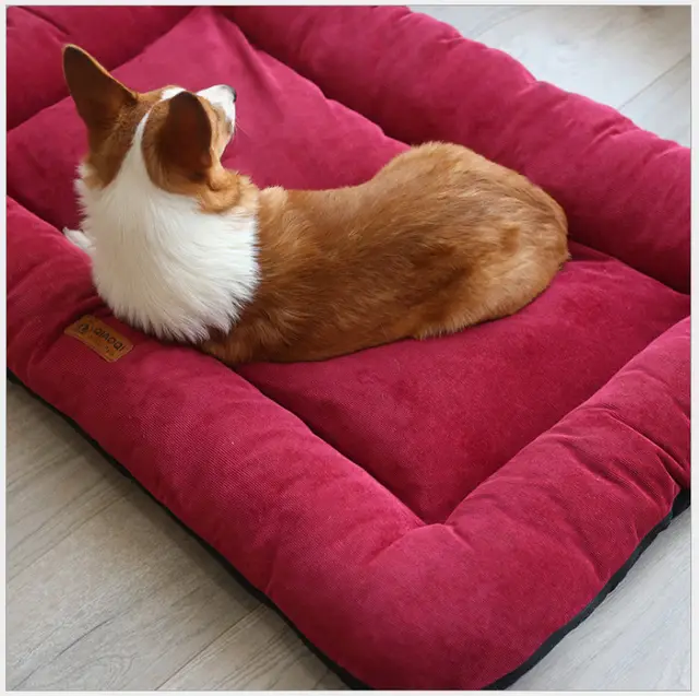 Cotton pad removable and washable sleeping pet floor mat Red - Shop at LoveMi