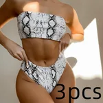 Bandeau snake print bikini - 3Pcs Picture Color-L - View 1
