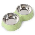 Stainless steel rice bowl pet supplies - Green