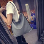 Backpack female Korean version new soft leather trend washed leather backpack fashion pu bag leisure travel bag - Gray