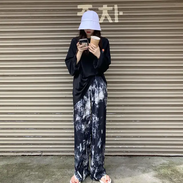 Tie dye wide leg pants Blue - Shop at LoveMi