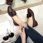 Women Flats Bowtie Loafers Shoes Women Ballet Flats Pointed Toe Shoes Patent Leather Elegant Low Heels On Flat Shoes Woman - Claret-36