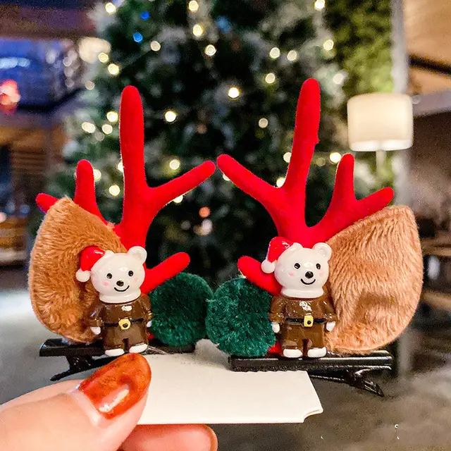 Christmas Hairpin Duck Clip Headdress Snowman Cute Antler Clip Hair Ornament 16Style - Shop at LoveMi