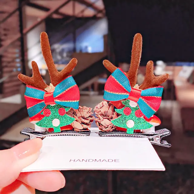 Christmas Hairpin Duck Clip Headdress Snowman Cute Antler Clip Hair Ornament 34Style - Shop at LoveMi