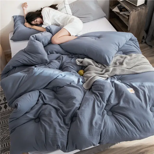 Quilt Thick Single Double Bed Quilt Spring And Autumn Bedding Blue - Shop at LoveMi