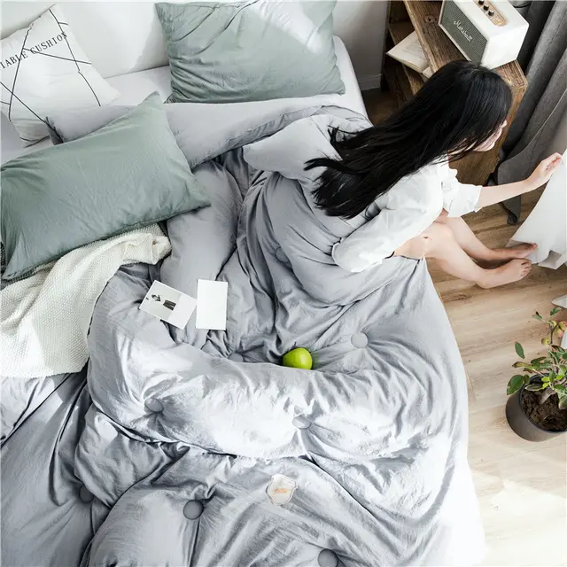 Quilt Thick Single Double Bed Quilt Spring And Autumn Bedding Grey - Shop at LoveMi