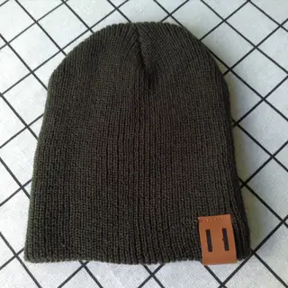 Parent-child wool hat warm hat knitted hat - Dark Army Green