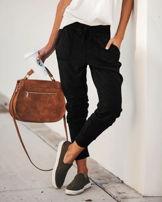 Elastic drawstring trousers Black - Shop at LoveMi