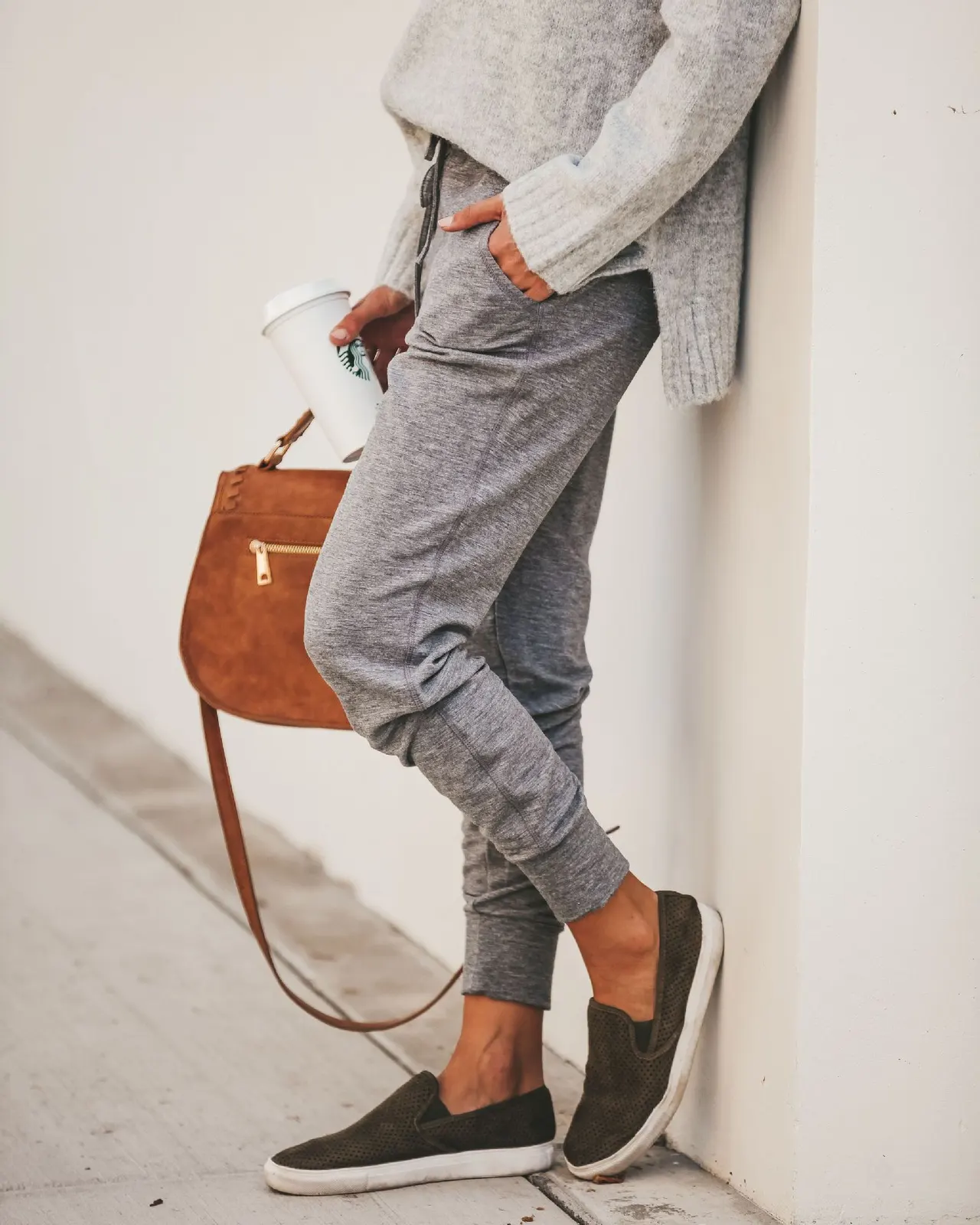 Elastic drawstring trousers - Light Gray