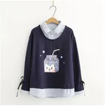Korean style new girl sweater - Navy