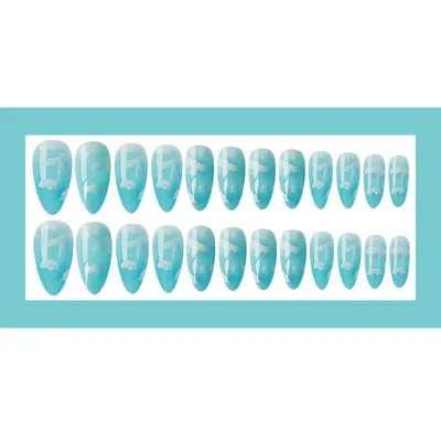 Water drop fake nail patch Sky Blue - Shop at LoveMi