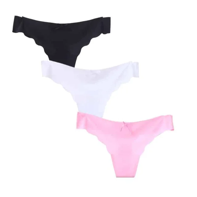 Wavy edge ice silk low rise briefs Black White Pink - Shop at LoveMi