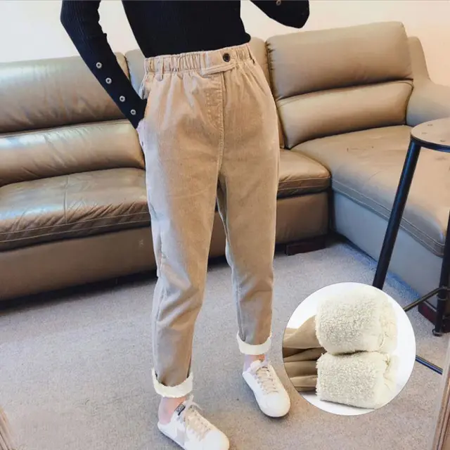 Lamb Wool Corduroy Ladies' Casual Pants Khakilambs Wool Upset - Shop at LoveMi