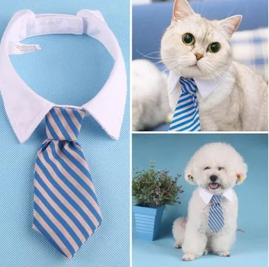 Pet bow tie tie child baby tie cartoon print small tie spot dog tie Blue And Gray Stripes - Shop at LoveMi
