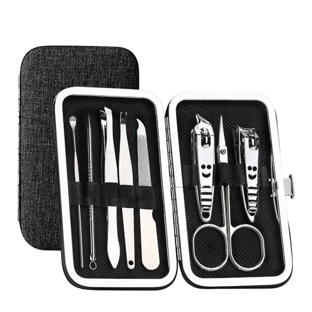 8 piece nail clippers manicure set Black - Shop at LoveMi