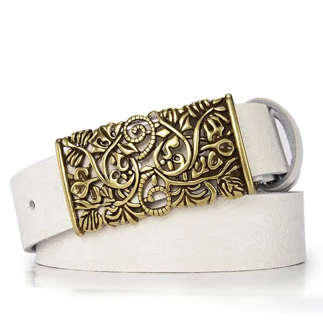 Women's Leather Casual Multifunctional Denim Skirt Belt White - Shop at LoveMi