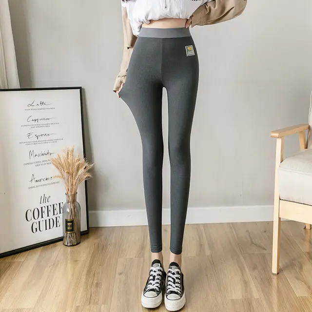 Autumn and winter plus velvet hit color leggings Soot A - Shop at LoveMi