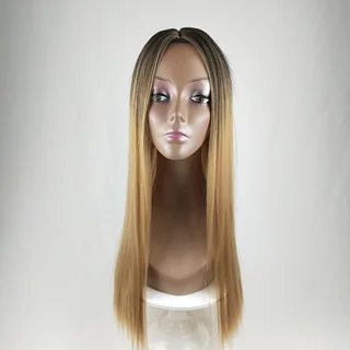 Long straight hair fashion gradient fake hair - Gradient Linen Yellow