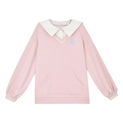 Ladies plus fleece pullover sweater Pink - Shop at LoveMi