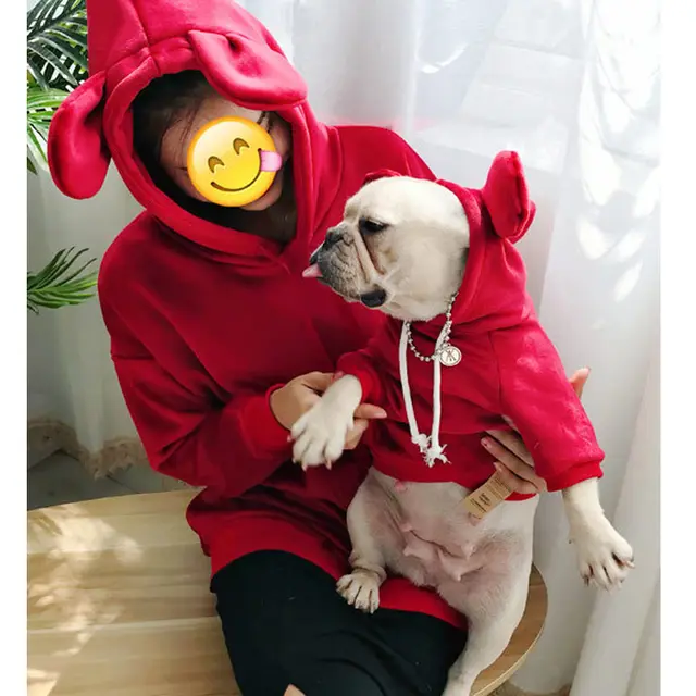 Pet Parent Child Outfit Hooded Double Sided Gold Velvet Thickening Red - Shop at LoveMi