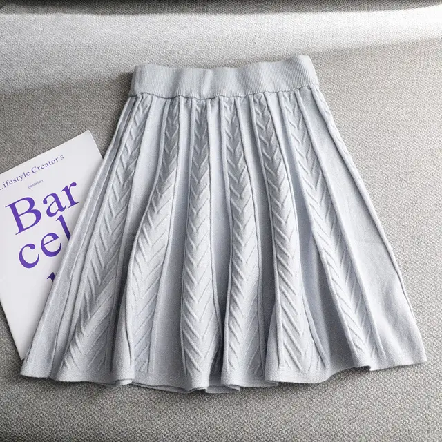 Half length skirt women high waist slim bright silk pleated skirt Blue - Shop at LoveMi