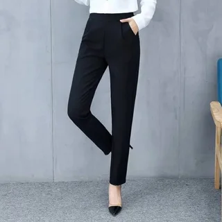 Women's new casual was thin elastic waist trousers - Black