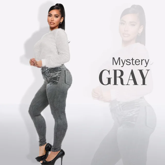 High Rise Waist Skinny Slim Fit Stretch Casual Basic Denim Pants With Faux Pockets Gray - Shop at LoveMi