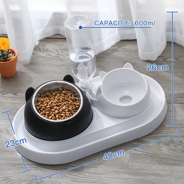 Cat Bowl Dog Bowl Food Bowl To Protect The Cervical Spine Stainless Steel Dog Bowl Black - Shop at LoveMi