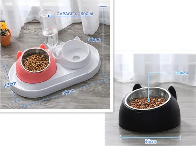 Cat Bowl Dog Bowl Food Bowl To Protect The Cervical Spine Stainless Steel Dog Bowl C Pink - Shop at LoveMi
