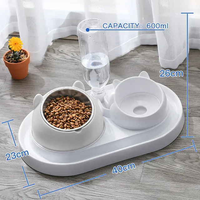 Cat Bowl Dog Bowl Food Bowl To Protect The Cervical Spine Stainless Steel Dog Bowl White - Shop at LoveMi